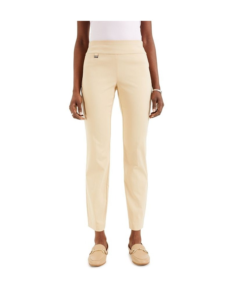 Petite Tummy-Control Pull-On Skinny Pants Petite & Petite Short Cream Beige $19.59 Pants