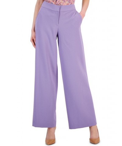 Women's Mid-Rise Wide-Leg Pants Purple $28.32 Pants