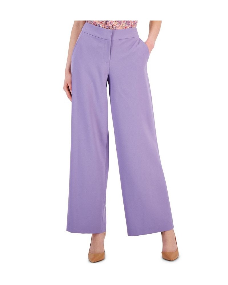 Women's Mid-Rise Wide-Leg Pants Purple $28.32 Pants