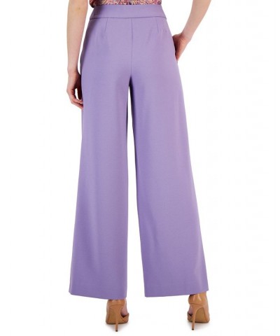 Women's Mid-Rise Wide-Leg Pants Purple $28.32 Pants