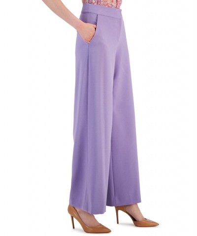 Women's Mid-Rise Wide-Leg Pants Purple $28.32 Pants