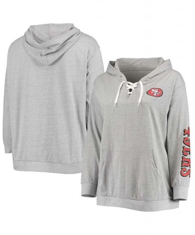 Women's Plus Size Heathered Gray San Francisco 49Ers Lace-Up Pullover Hoodie Heathered Gray $26.00 Sweatshirts