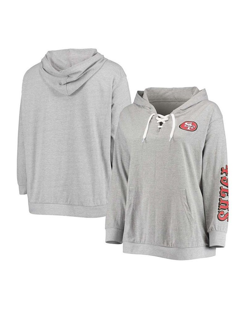 Women's Plus Size Heathered Gray San Francisco 49Ers Lace-Up Pullover Hoodie Heathered Gray $26.00 Sweatshirts