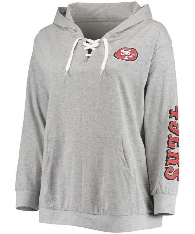 Women's Plus Size Heathered Gray San Francisco 49Ers Lace-Up Pullover Hoodie Heathered Gray $26.00 Sweatshirts