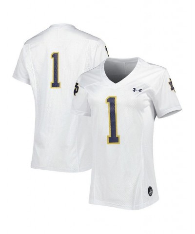 Women's 1 White Notre Dame Fighting Irish Replica Football Jersey White $54.05 Jersey