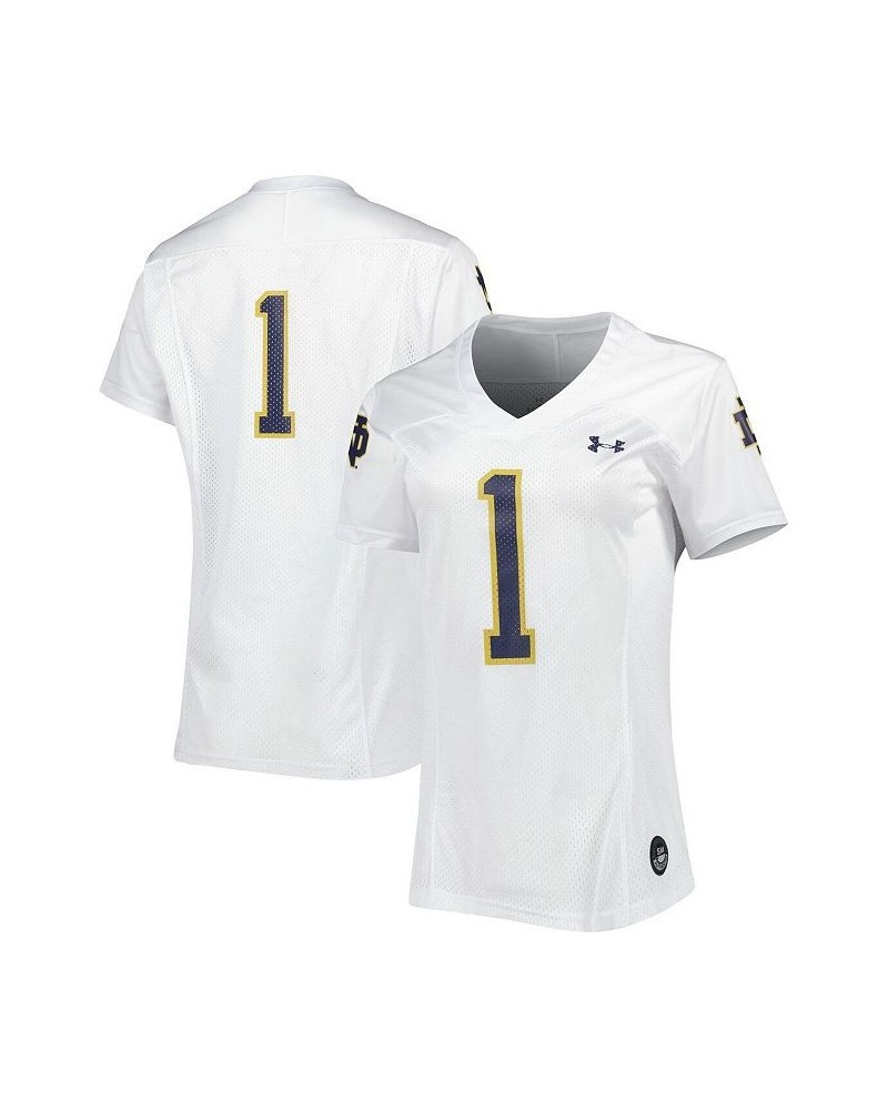 Women's 1 White Notre Dame Fighting Irish Replica Football Jersey White $54.05 Jersey