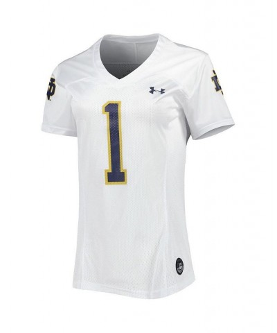 Women's 1 White Notre Dame Fighting Irish Replica Football Jersey White $54.05 Jersey