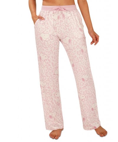 Snoopy Chill Leopard Pajama Pants Pink $14.06 Sleepwear