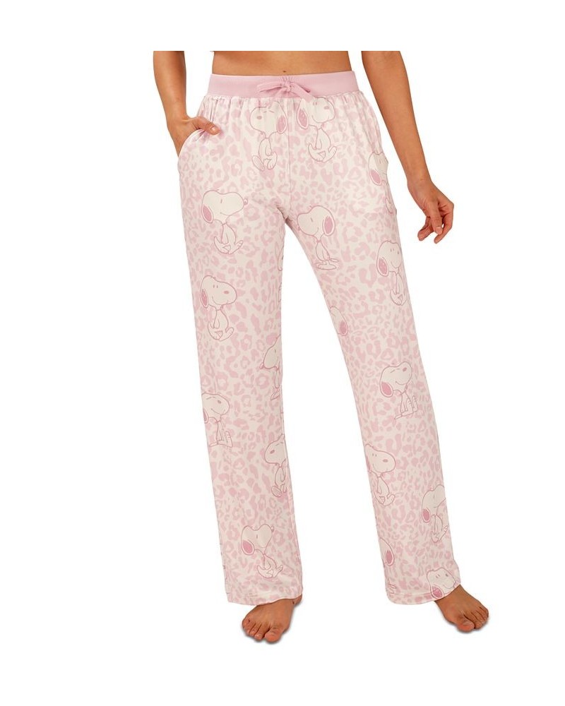 Snoopy Chill Leopard Pajama Pants Pink $14.06 Sleepwear