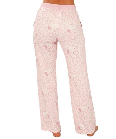 Snoopy Chill Leopard Pajama Pants Pink $14.06 Sleepwear