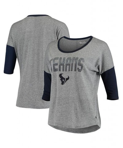 Women's Heathered Gray and Navy Houston Texans Extra Point Half-Sleeve T-shirt Heathered Gray, Navy $22.08 Tops