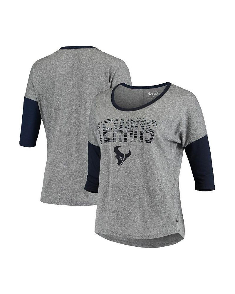 Women's Heathered Gray and Navy Houston Texans Extra Point Half-Sleeve T-shirt Heathered Gray, Navy $22.08 Tops