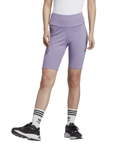 Women's Adicolor Essentials High Rise Short Leggings Purple $22.55 Shorts