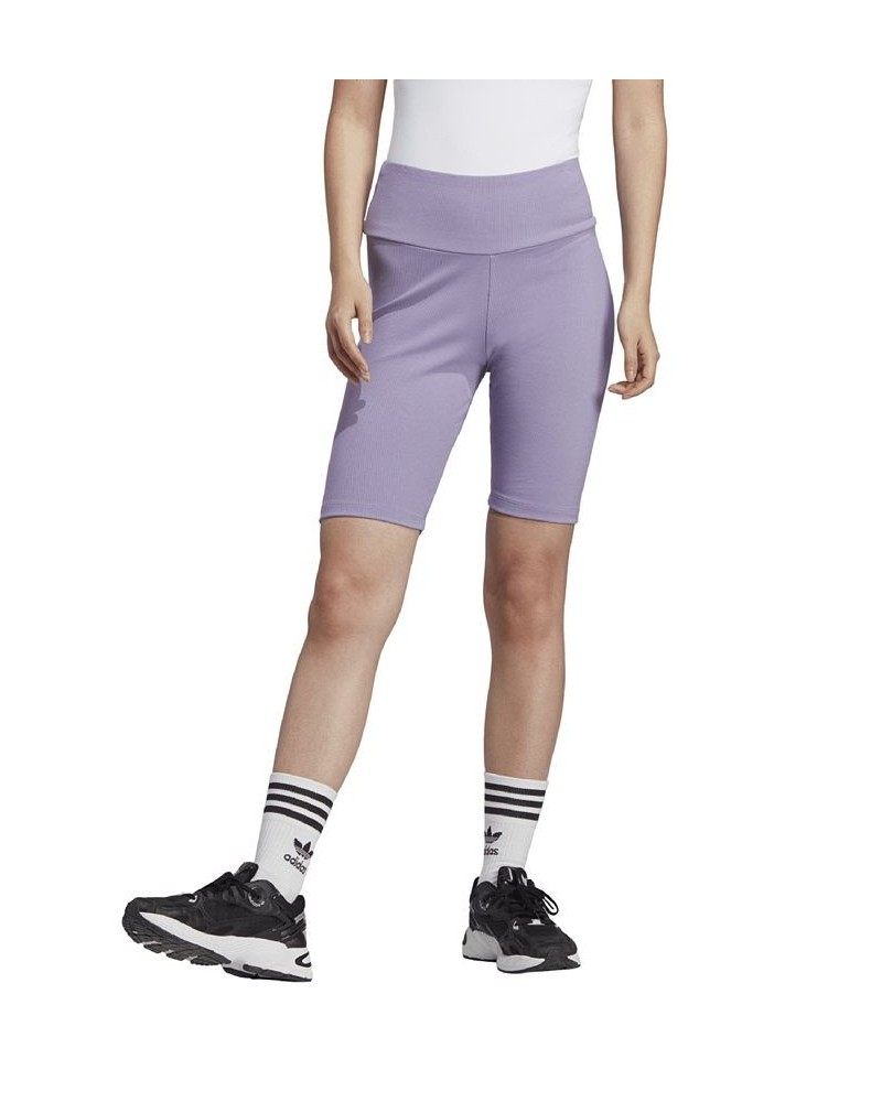 Women's Adicolor Essentials High Rise Short Leggings Purple $22.55 Shorts