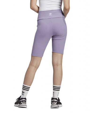 Women's Adicolor Essentials High Rise Short Leggings Purple $22.55 Shorts