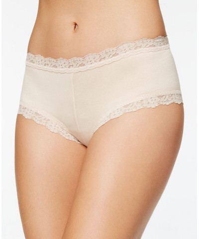 Organic Cotton Low-Rise Lace-Trim Boyshort 891281 Tan/Beige $13.68 Panty