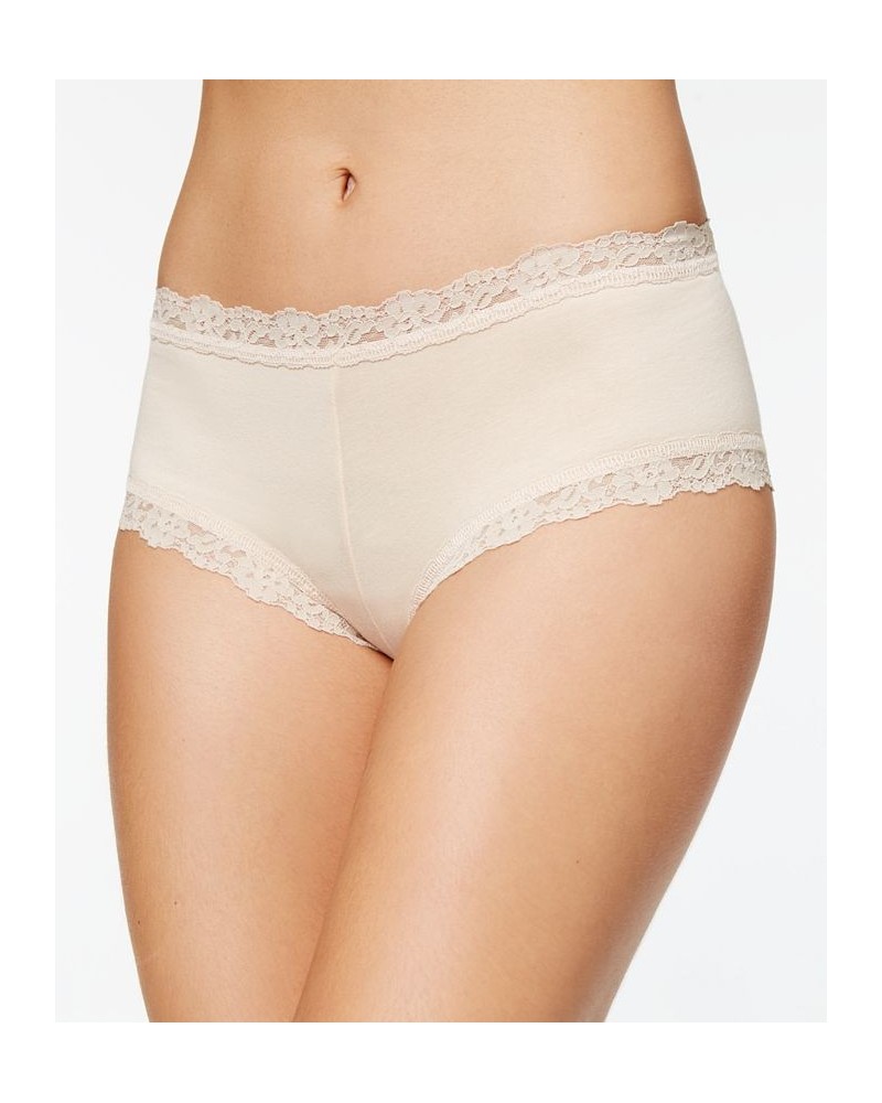 Organic Cotton Low-Rise Lace-Trim Boyshort 891281 Tan/Beige $13.68 Panty