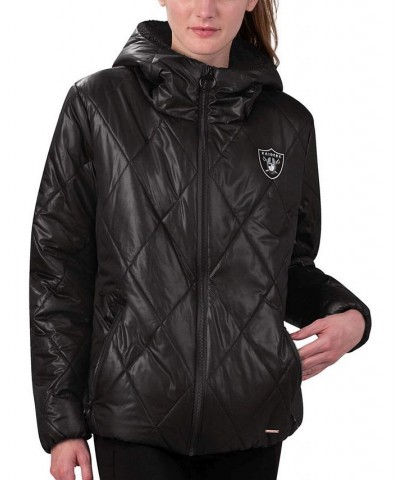 Women's Black Las Vegas Raiders Charlotte Full-Zip Hoodie Puffer Jacket Black $67.50 Jackets