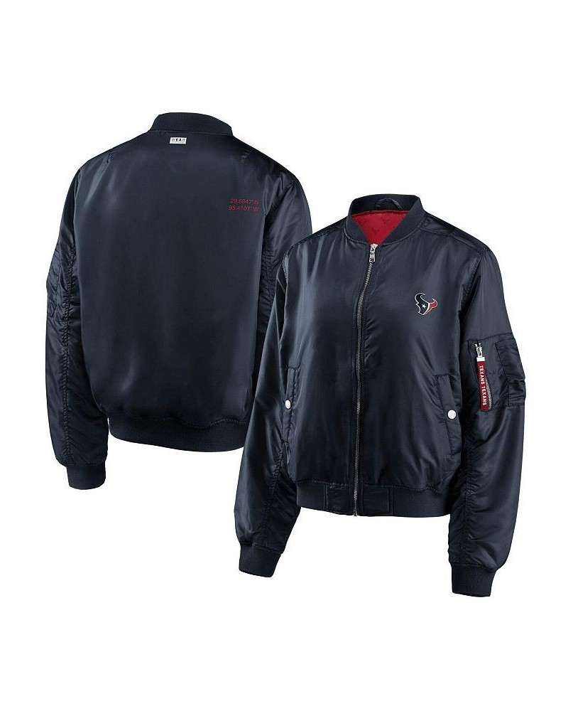 Women's Navy Houston Texans Bomber Full-Zip Jacket Navy $45.32 Jackets