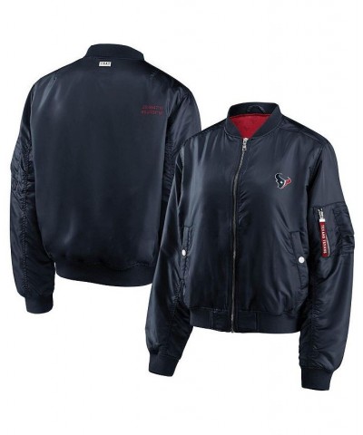 Women's Navy Houston Texans Bomber Full-Zip Jacket Navy $45.32 Jackets