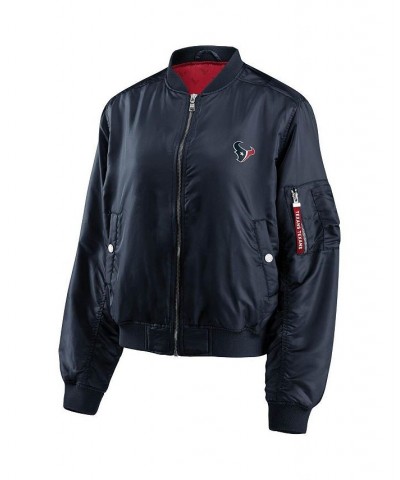 Women's Navy Houston Texans Bomber Full-Zip Jacket Navy $45.32 Jackets