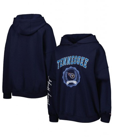 Women's Navy Tennessee Titans Becca Drop Shoulder Pullover Hoodie Navy $36.98 Sweatshirts