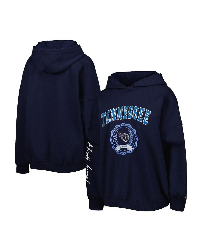 Women's Navy Tennessee Titans Becca Drop Shoulder Pullover Hoodie Navy $36.98 Sweatshirts