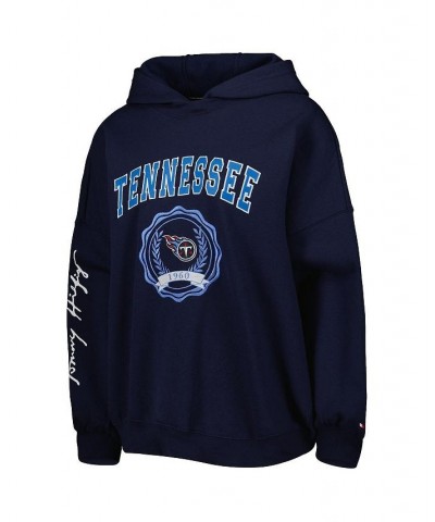 Women's Navy Tennessee Titans Becca Drop Shoulder Pullover Hoodie Navy $36.98 Sweatshirts