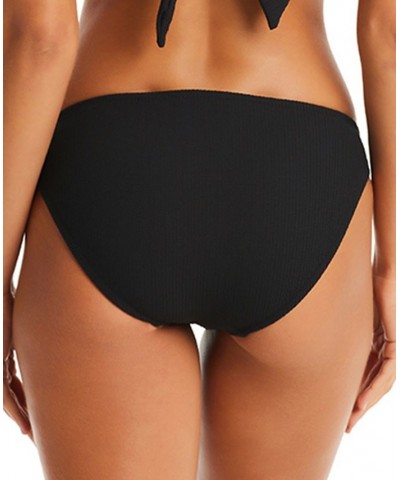 Women's Solid Ribbed Sandbar Hipster Bikini Bottoms Black $36.75 Swimsuits