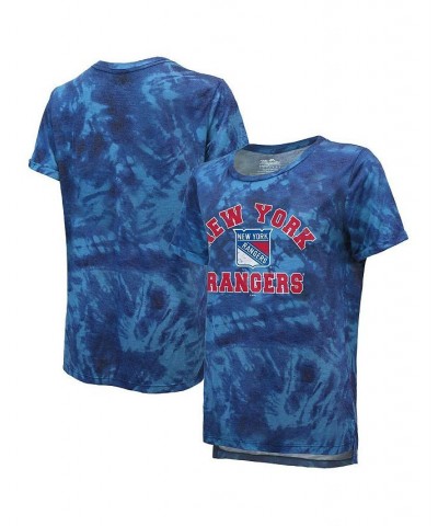 Women's Threads Blue New York Rangers Boyfriend Tie-Dye Tri-Blend T-shirt Blue $30.79 Tops