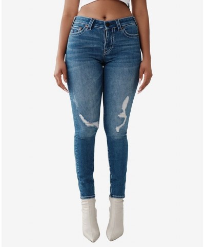 Women's Halle Mid Rise Super Skinny Big T Jeans Ritzy Destroyed $60.82 Jeans