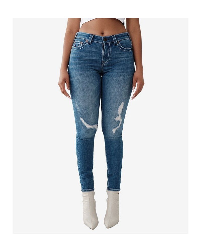 Women's Halle Mid Rise Super Skinny Big T Jeans Ritzy Destroyed $60.82 Jeans