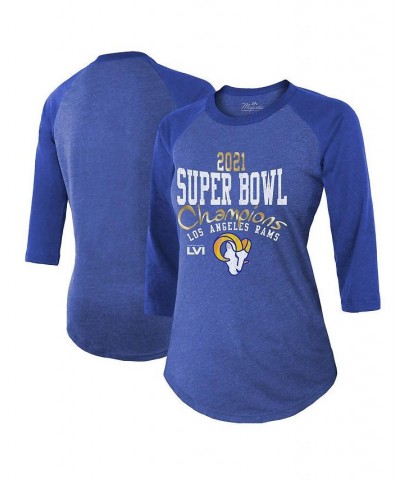 Women's Los Angeles Rams Super Bowl LVI Champions Roaring Success Tri-Blend 3/4 Sleeve Raglan T-shirt Heathered Royal $34.21 ...