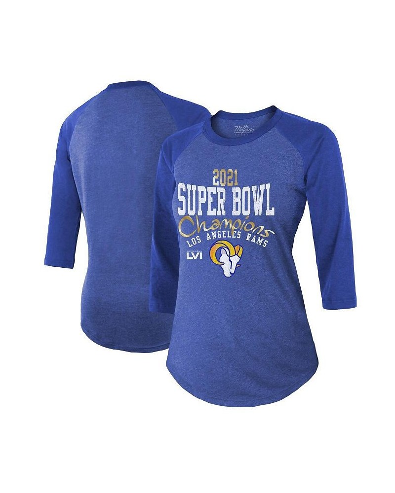 Women's Los Angeles Rams Super Bowl LVI Champions Roaring Success Tri-Blend 3/4 Sleeve Raglan T-shirt Heathered Royal $34.21 ...