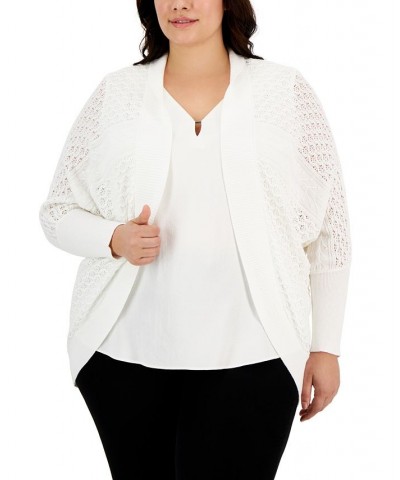 Plus Size Knit Round Cardigan Bright White $41.12 Sweaters