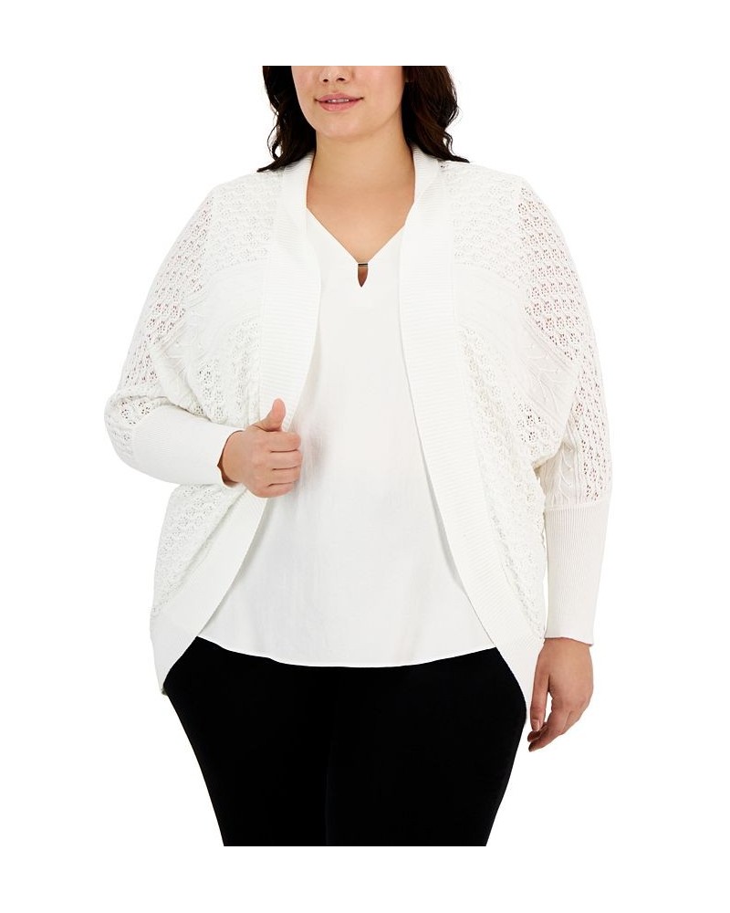 Plus Size Knit Round Cardigan Bright White $41.12 Sweaters