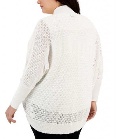 Plus Size Knit Round Cardigan Bright White $41.12 Sweaters