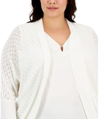 Plus Size Knit Round Cardigan Bright White $41.12 Sweaters