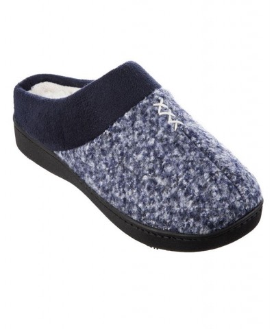 Women's Heathered Knit Jessie Hoodback Slippers Blue $13.20 Shoes