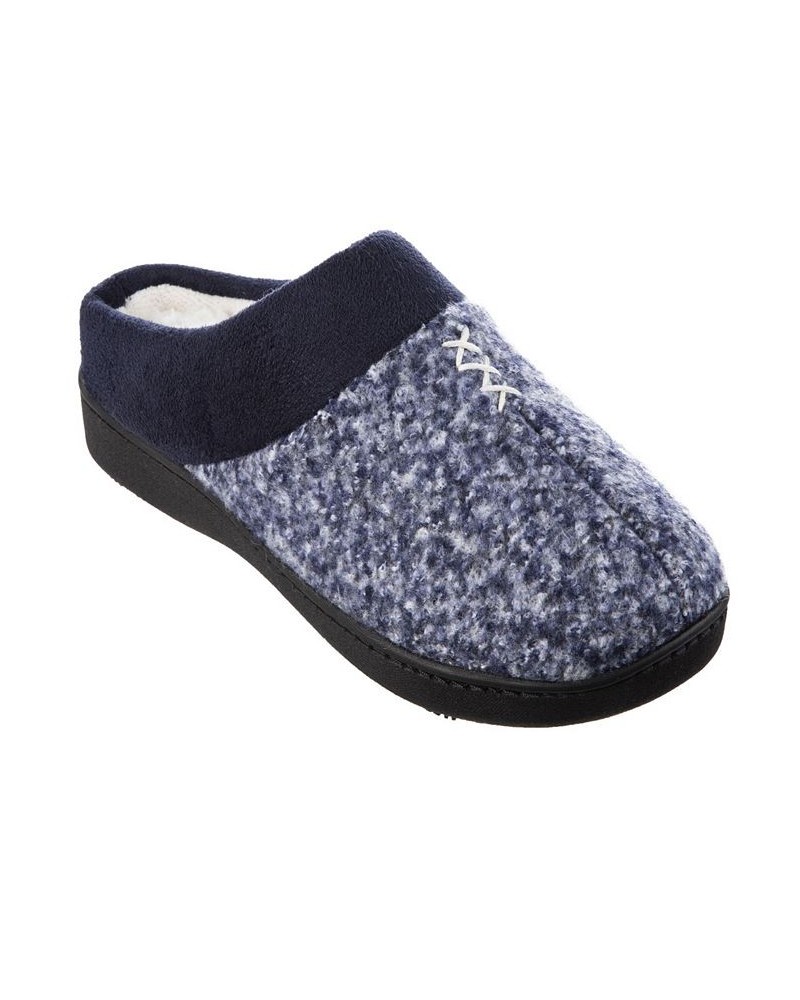 Women's Heathered Knit Jessie Hoodback Slippers Blue $13.20 Shoes