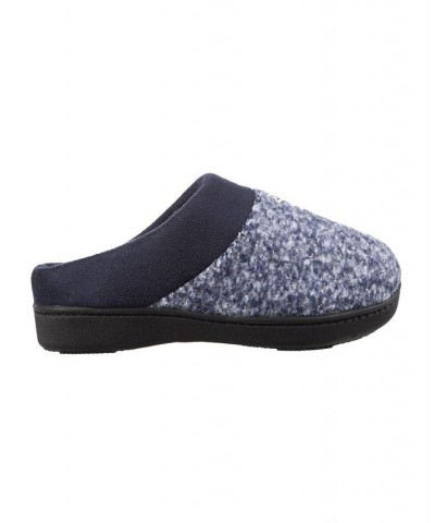 Women's Heathered Knit Jessie Hoodback Slippers Blue $13.20 Shoes