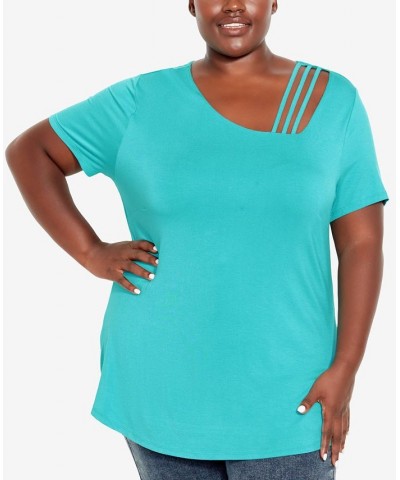 Plus Size V Cut Out Top Green $24.99 Tops