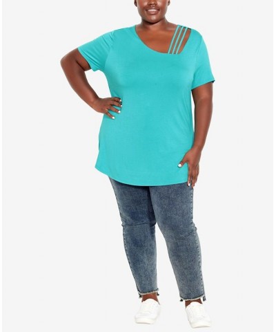 Plus Size V Cut Out Top Green $24.99 Tops