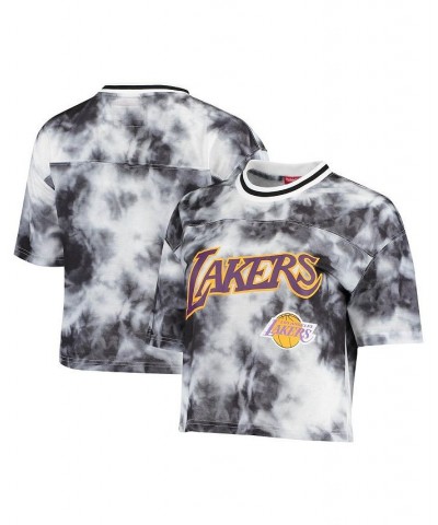 Women's Black and White Los Angeles Lakers Hardwood Classics Tie-Dye Cropped T-shirt Black, White $32.00 Tops