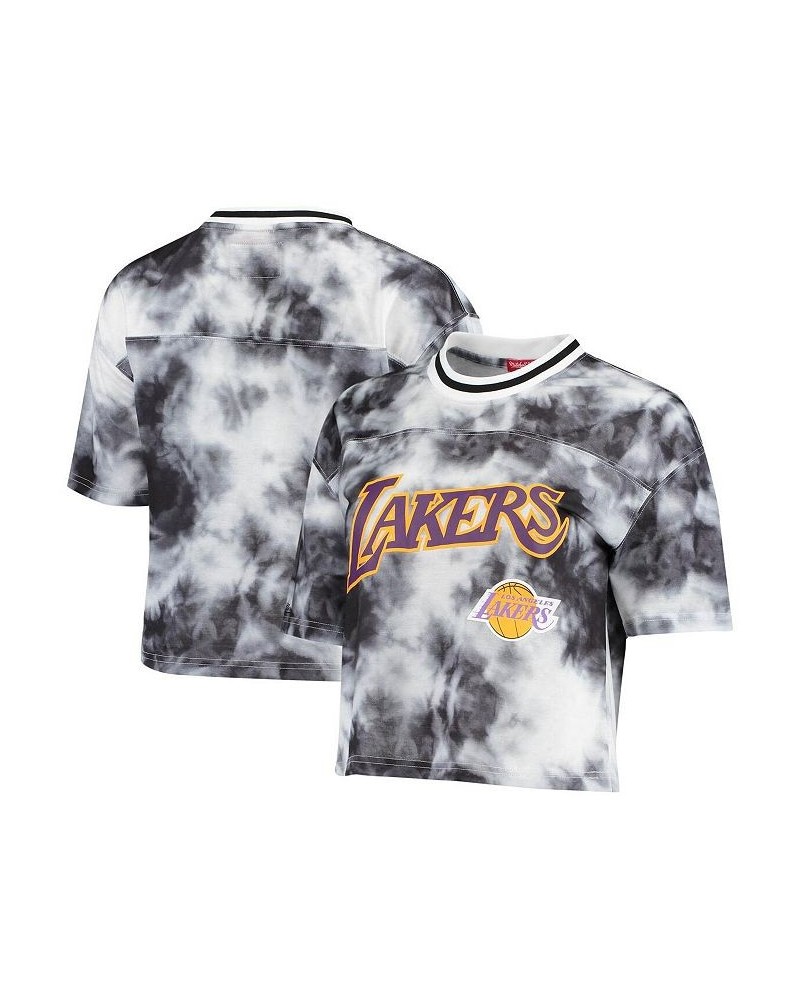 Women's Black and White Los Angeles Lakers Hardwood Classics Tie-Dye Cropped T-shirt Black, White $32.00 Tops