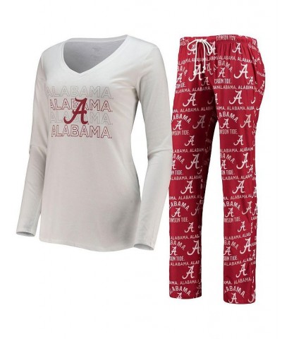 Women's Crimson White Alabama Crimson Tide Flagship Long Sleeve T-shirt and Pants Sleep Set Crimson, White $34.44 Pajama