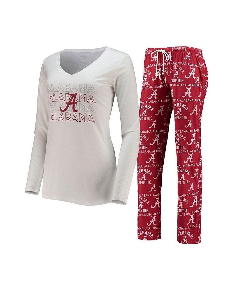 Women's Crimson White Alabama Crimson Tide Flagship Long Sleeve T-shirt and Pants Sleep Set Crimson, White $34.44 Pajama