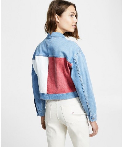 Women's Colorblocked Denim Trucker Jacket Denim $32.90 Jackets