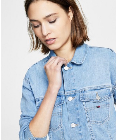 Women's Colorblocked Denim Trucker Jacket Denim $32.90 Jackets