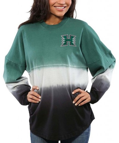 Women's Green Hawaii Warriors Ombre Long Sleeve Dip-Dyed Green $42.75 Tops